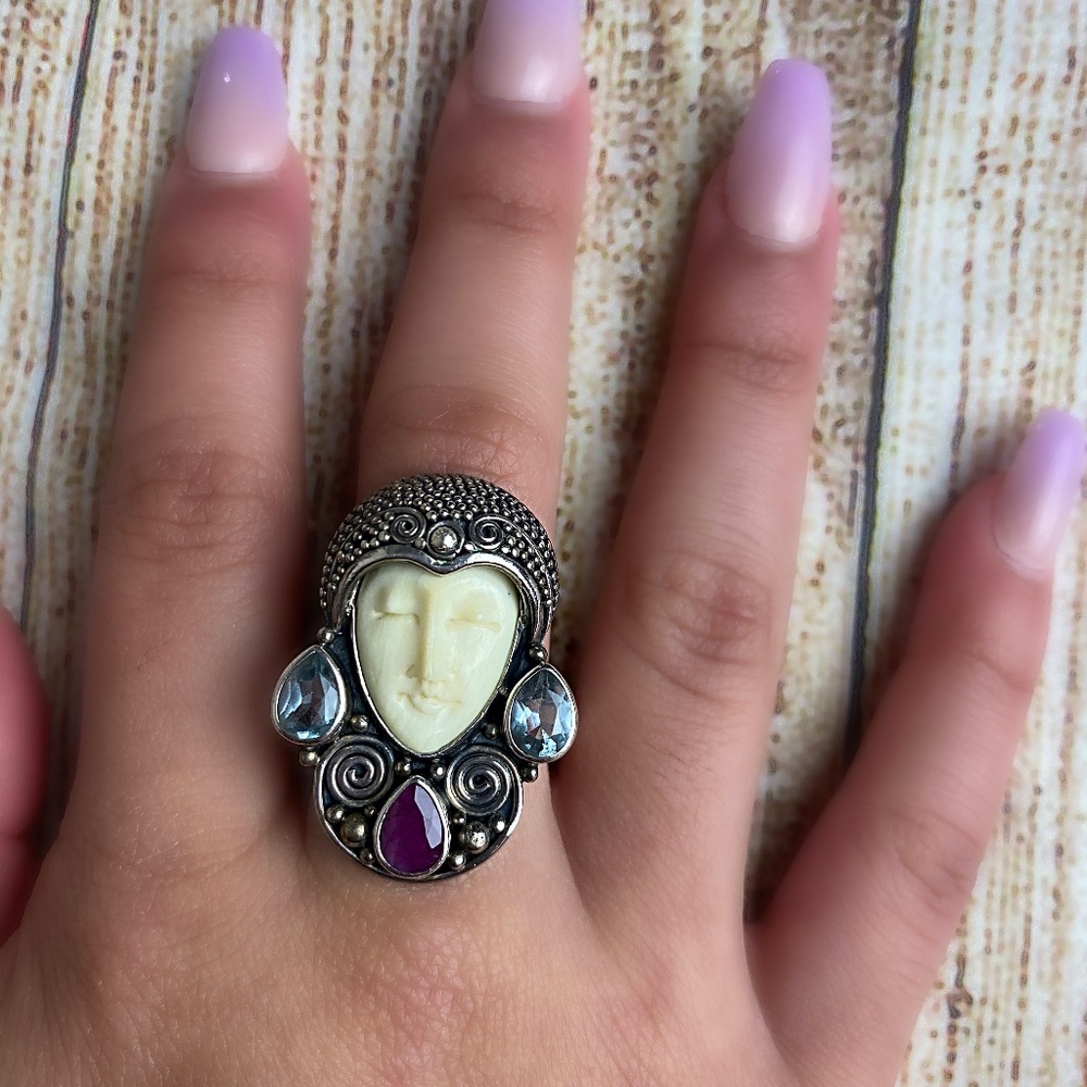 Sterling Silver & Three Amethyst Naya Goodes Ring